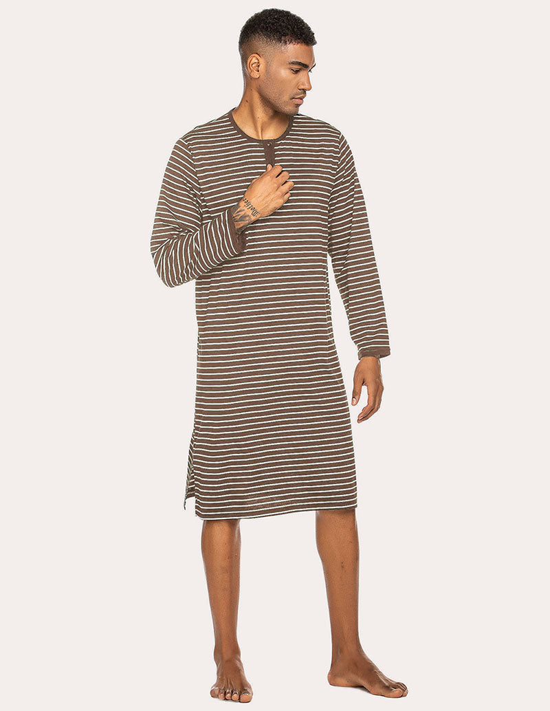 Ekouaer Men Striped Sleep Shirt