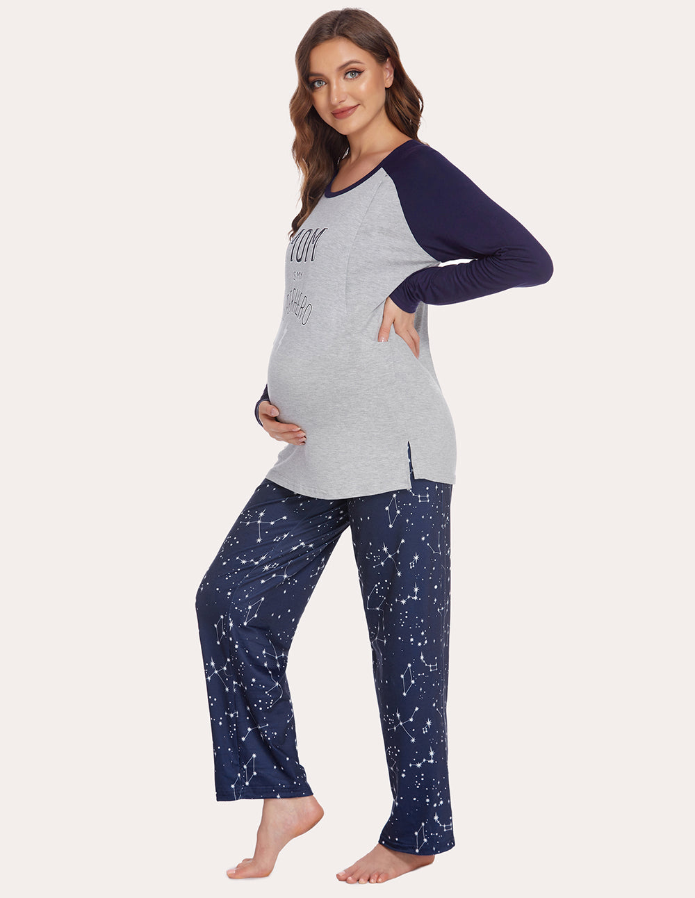 Ekouaer Soft Maternity Nursing Pajama Set