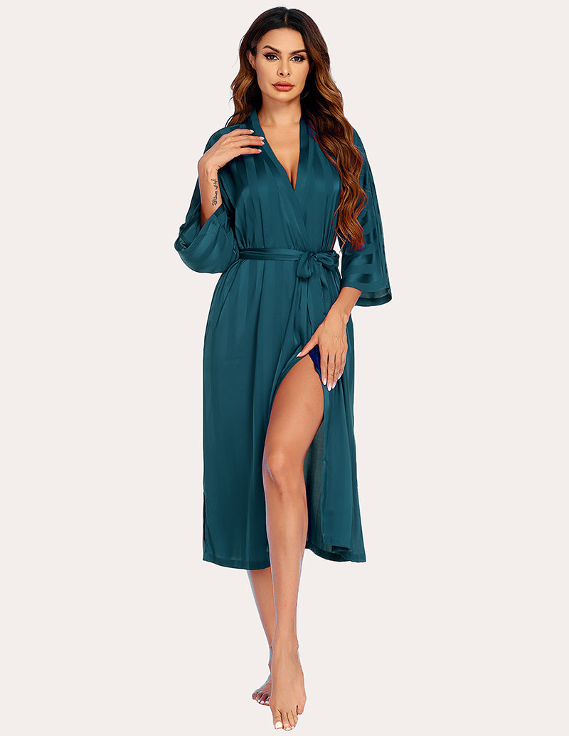 Ekouaer 3/4 Sleeve Satin Robe Nightgown