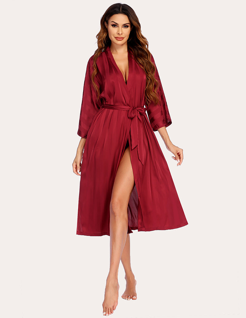 Ekouaer 3/4 Sleeve Satin Robe Nightgown