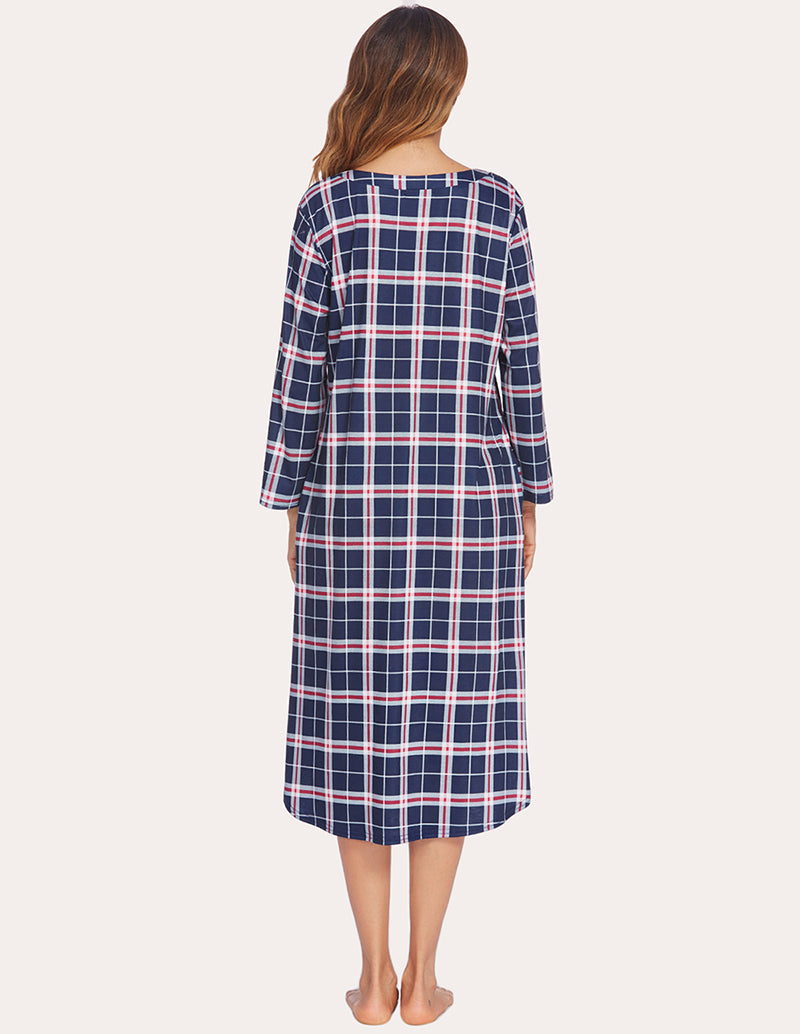 Ekouaer Flannel Plaid Nightgown