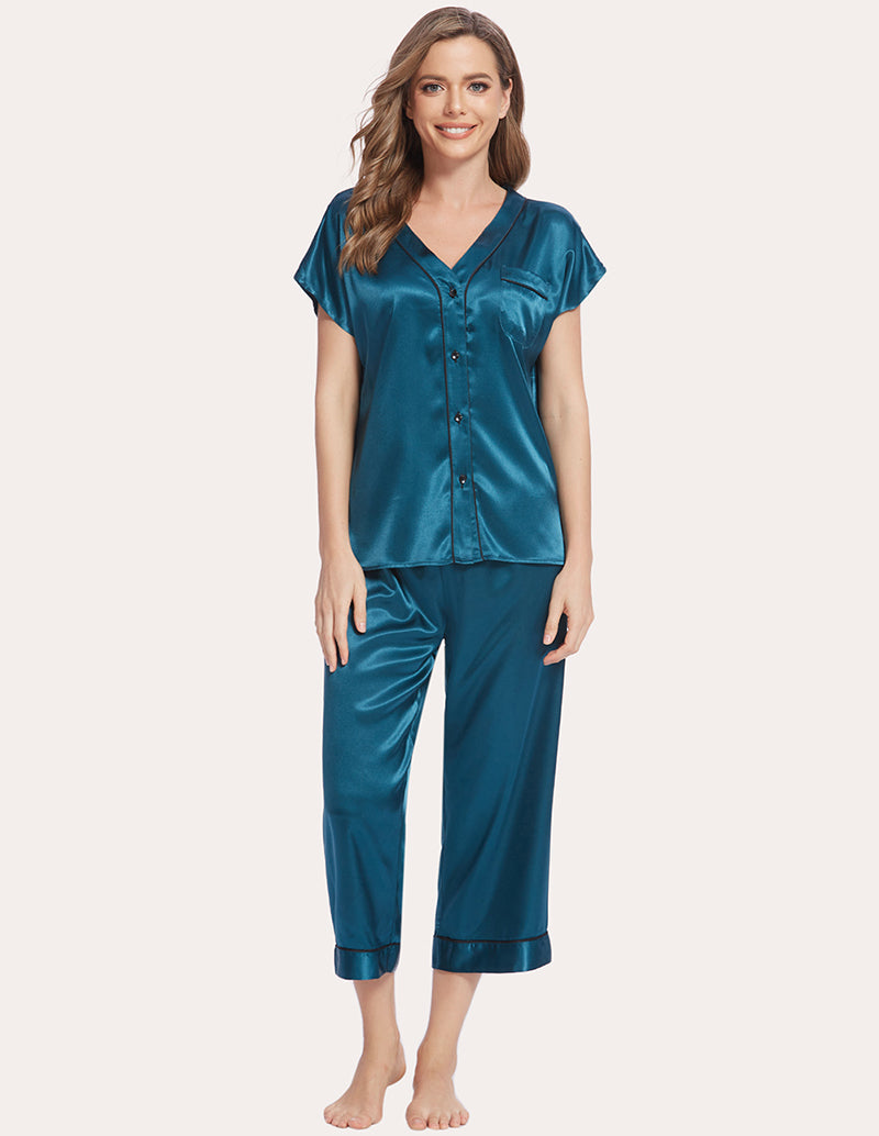 Ekouaer Silk Satin Pajamas Set
