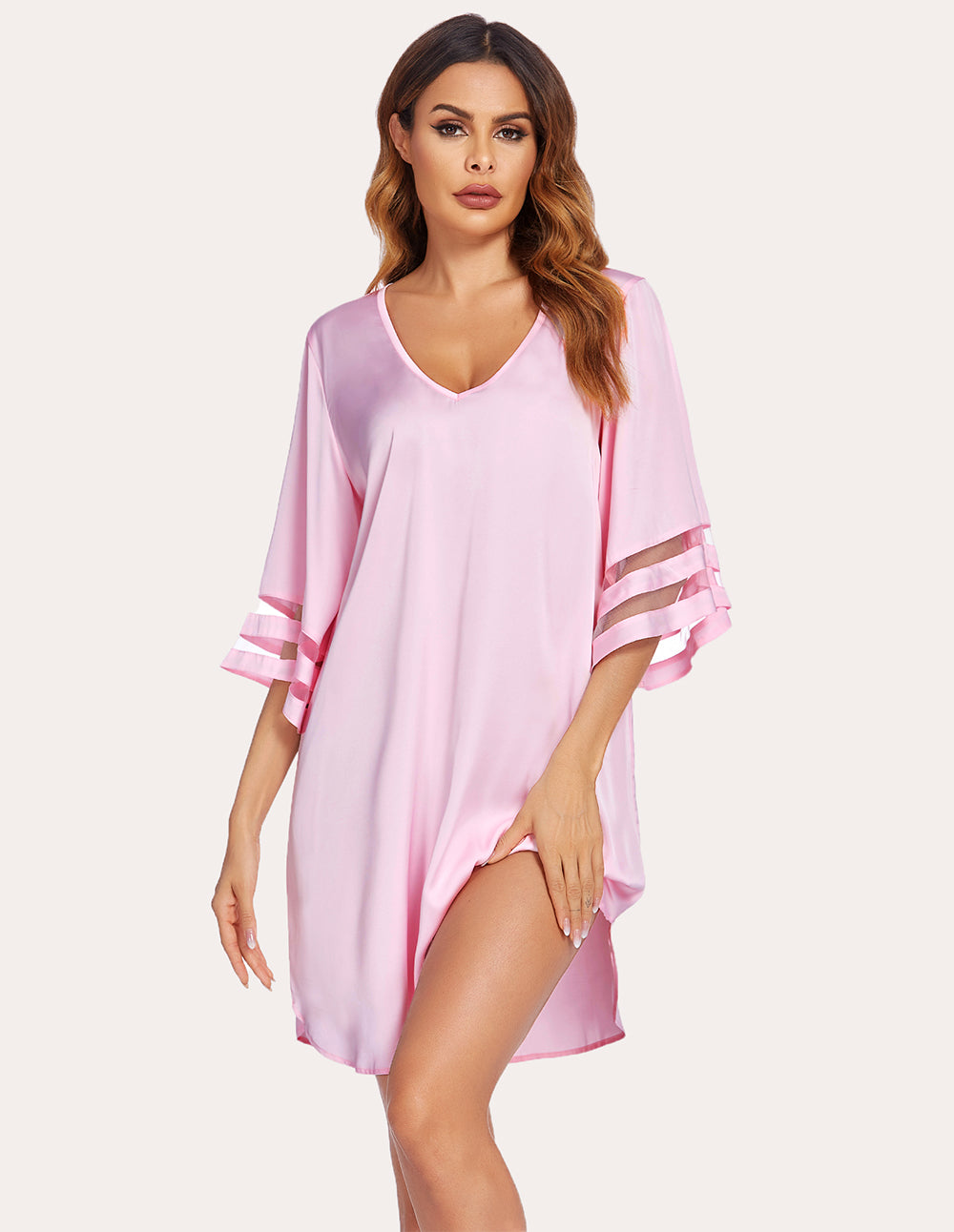 Ekouaer Women's Nightshirt Short Sleeve Button Down Nightgown V-Neck  Sleepwear Pajama Dress,Hot Pink,XXXLarge - Yahoo Shopping