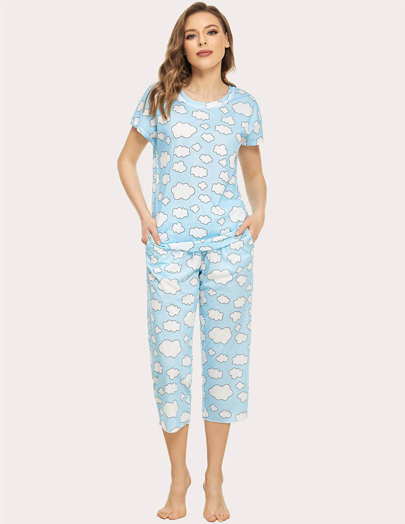 Ekouaer Cropped Pants Pajamas Set