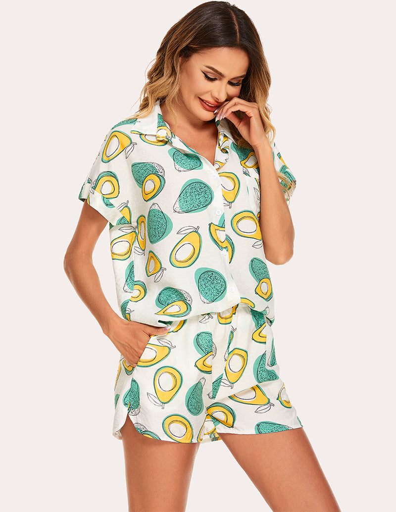 Ekouaer Woven Short Sleeve Pajama Set (US Only)