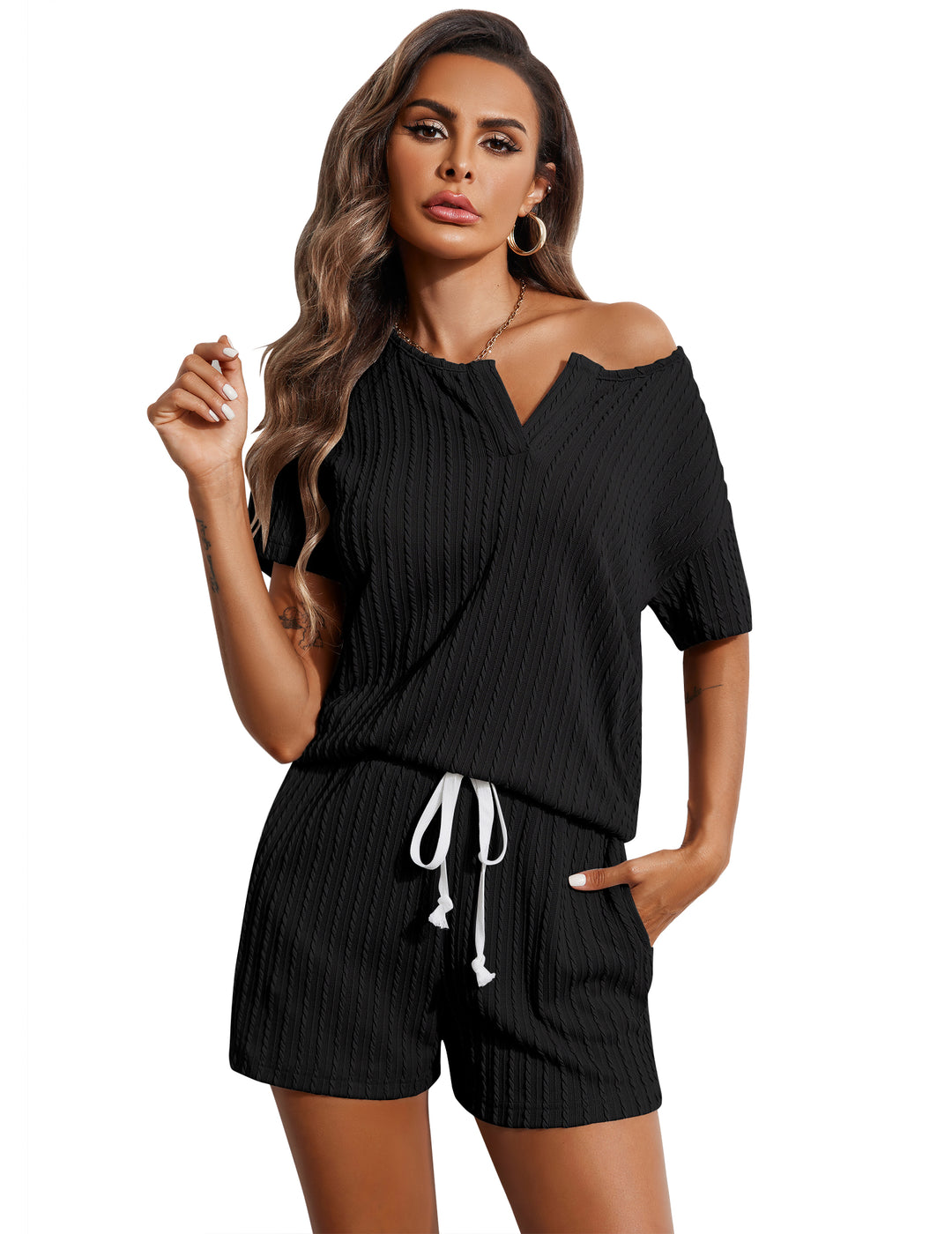 Ribbed Knit Pajama Set