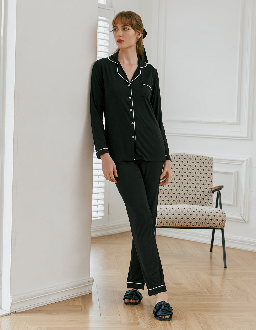 Amaxer Women's 100% Cotton Pajama Set For Women Long Sleeve Pajamas Soft  Button PJs Elastic Drawstring Waistband Sleepwear : : Clothing