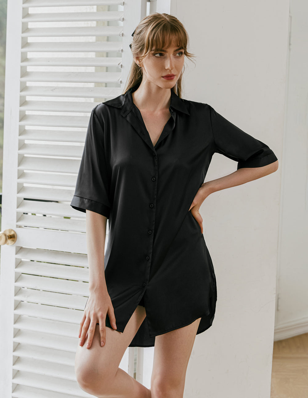 Ekouaer Women Nightgown V Neck Button Down Nightshirt Short Sleeve  Sleepwear Pajamas Dress : : Clothing, Shoes & Accessories
