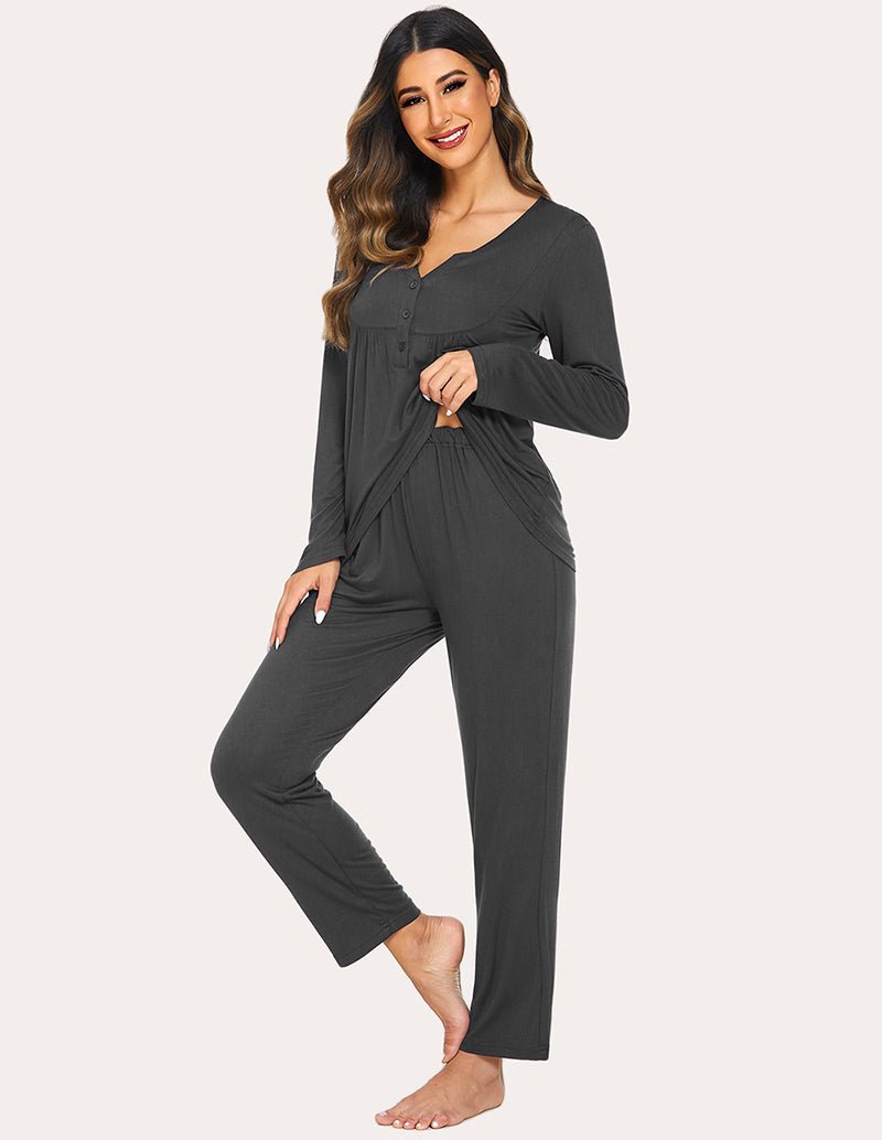 Maternity nursing top & pants set, dark grey, slim tapered joggers