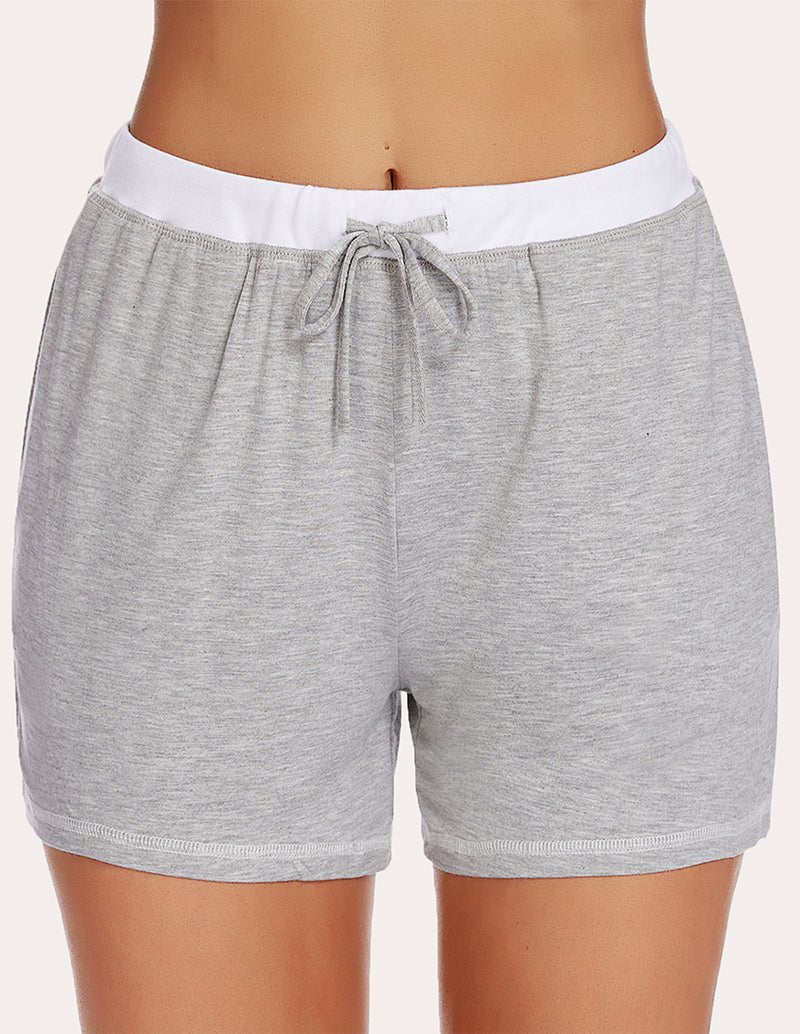 Ekouaer pajama shorts, light grey with white elastic waistband and drawstring