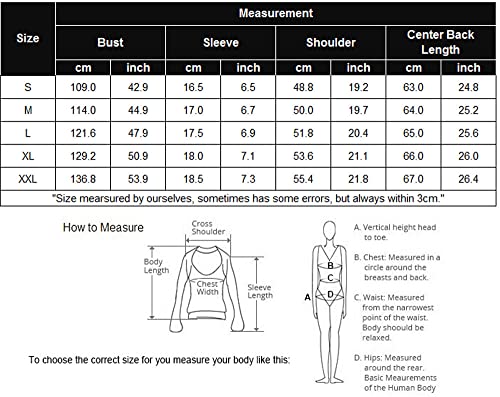 Satin top size chart with bust, sleeve, shoulder and center back length measurements