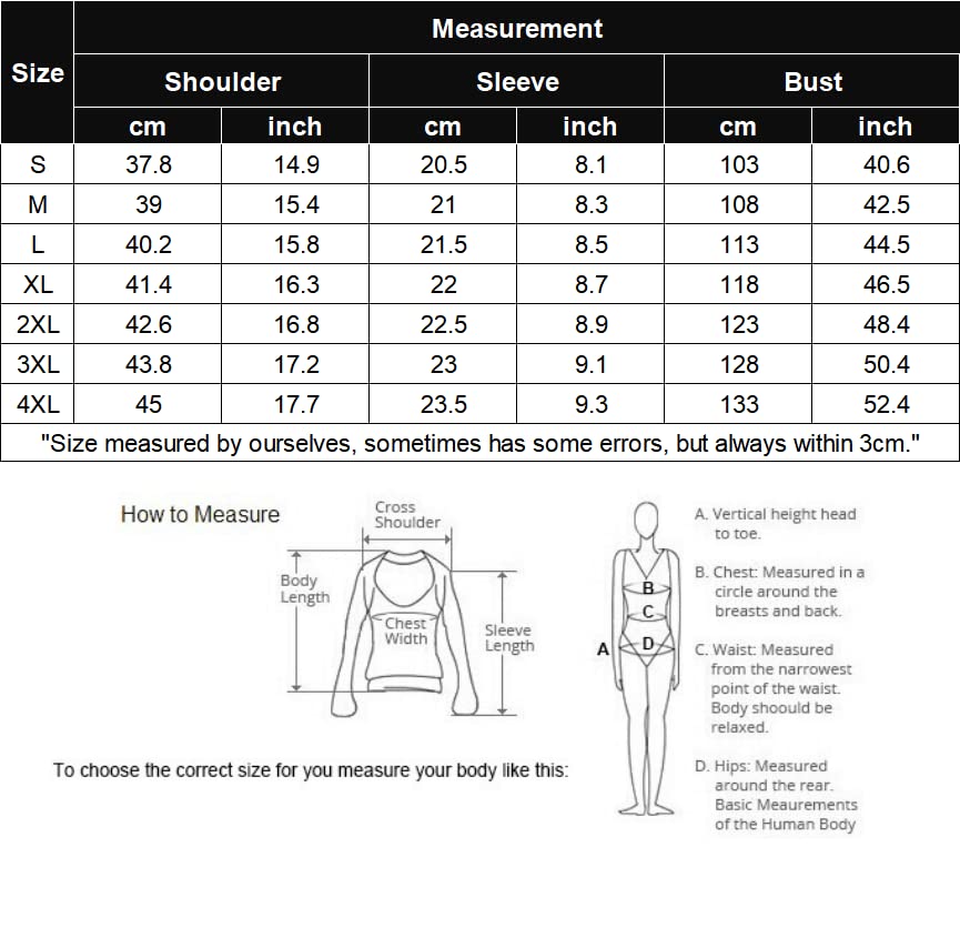 Size measurement chart for long nightgown (shoulder, sleeve, bust)
