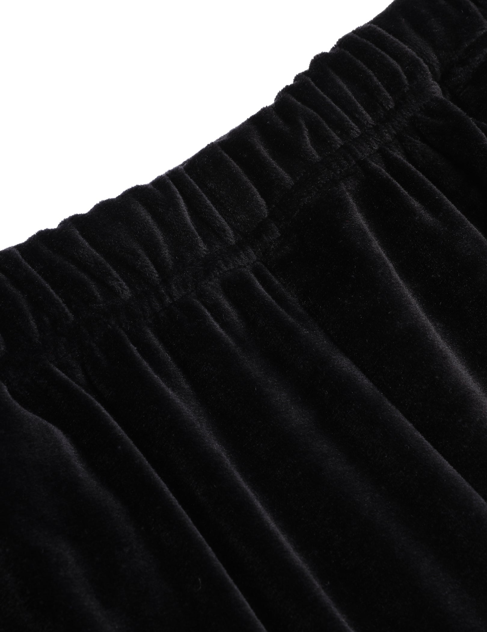Black velour fabric close-up with textured ribbing detail